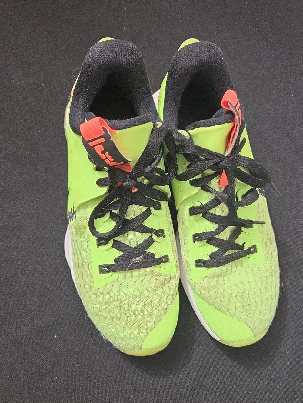 Nike Women's Neon Yellow-Green Running Sneakers with Black and Coral Accents